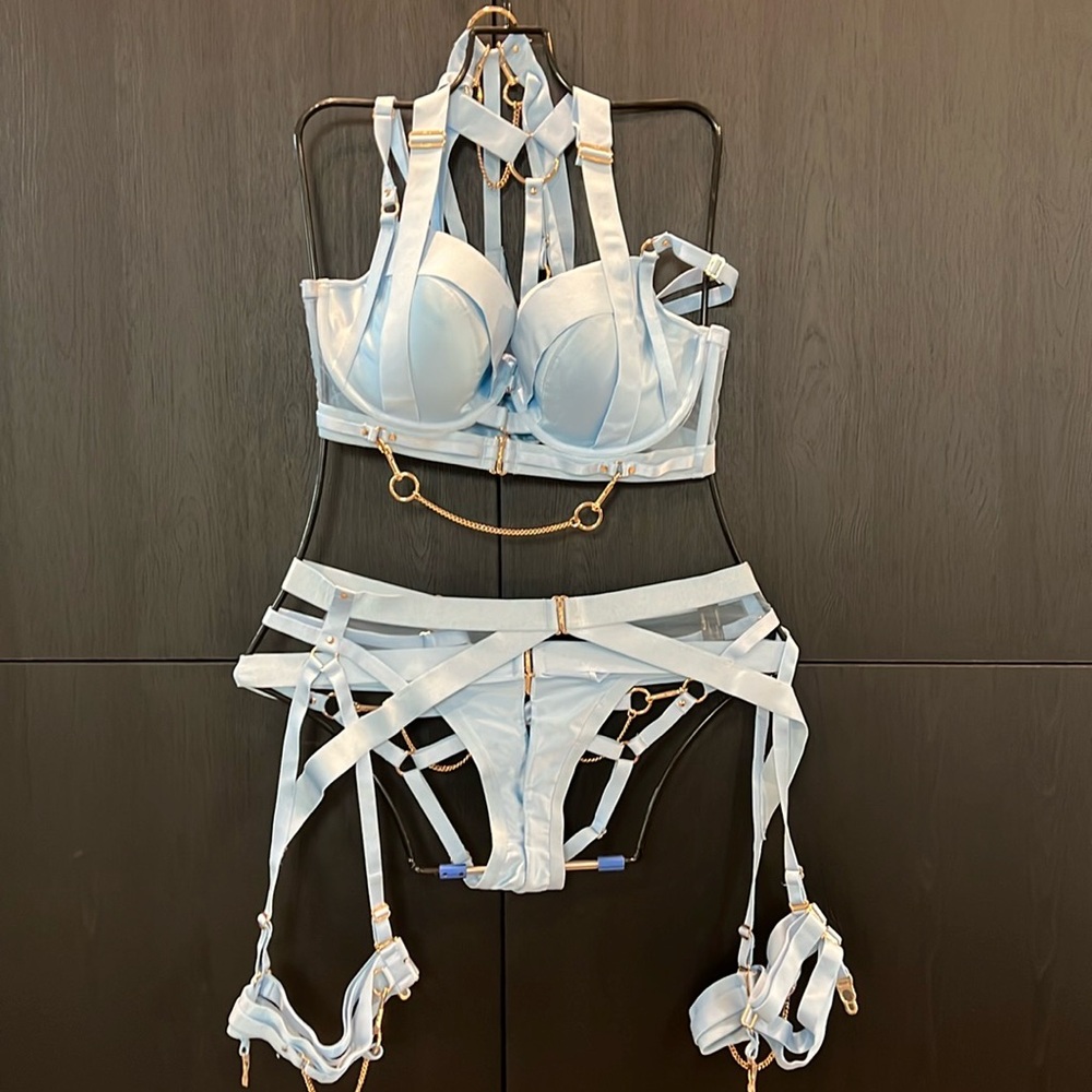 Honey Birdette Kukuro lingerie set (light blue) NEVER WORN